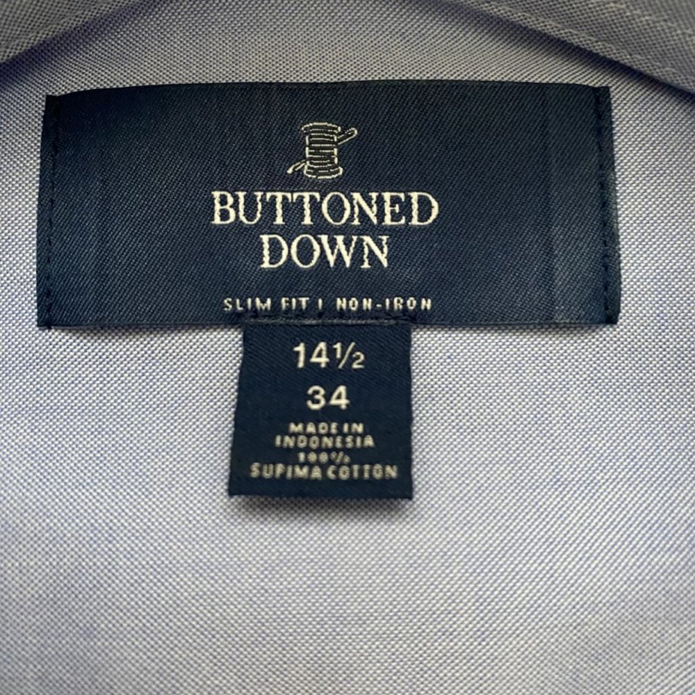 Light Blue Buttoned Down men's dress shirt size slim fit non-iron 14.5 / 34 - Picture 6 of 6